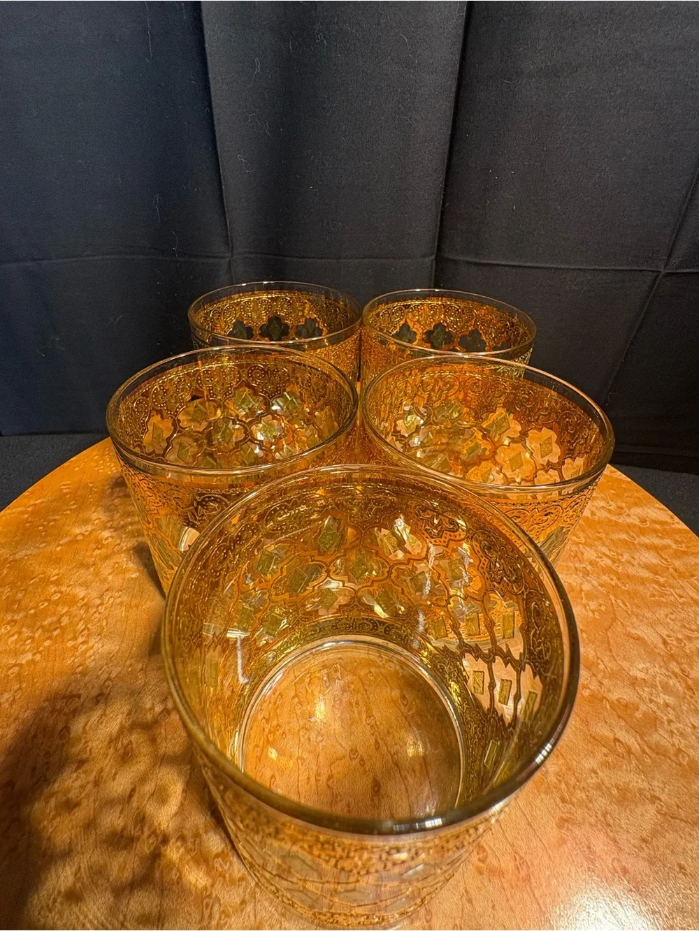VTG Culver Valencia 22K Gold Lowball Glasses MCM Barware Set of 5 Old Fashioned